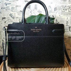 Kate Spade Staci Medium Satchel Black Crossbody Brand New